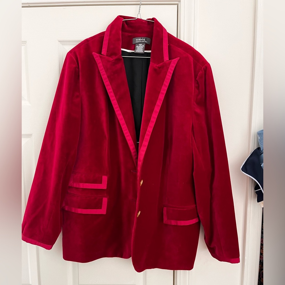 George Velvet Red Blazer Vintage for Women